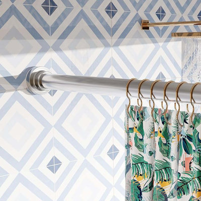 Shower Curtain Rod 28–74" Adjustable Tension, 1" Diameter, Rust Resistant, Brushed Nickel