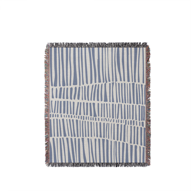 Jeté en coton Afia Tribal, Bleu clair, 60 po x 80 po - Grand