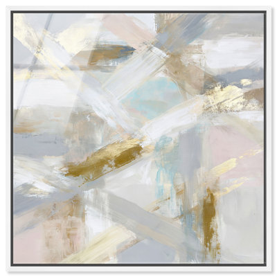 Impression acrylique encadrée « Golden Intersection », grand format, art abstrait par Art Remedy, cadre blanc, 30,5 x 30,5 cm