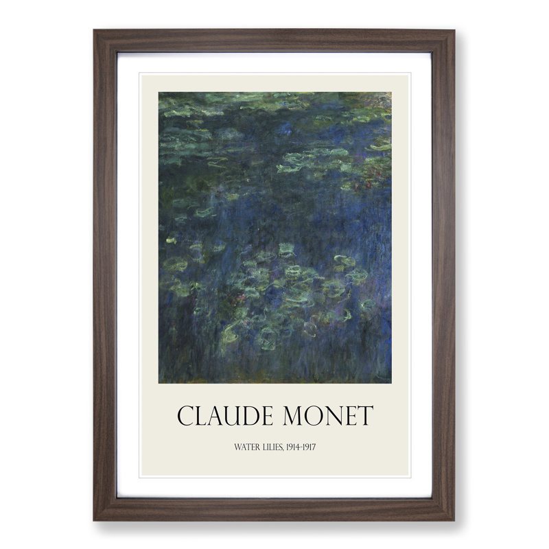 Water Lilies Lily Pond Vol.21 by Claude Monet - Picture Frame Art Prints, 36cm H x 27cm W x 2cm D, Walnut Framed