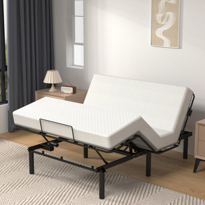 Zero-Clearance Adjustable Bed Base Frame with Dual USB Ports & 750 lbs Capacity