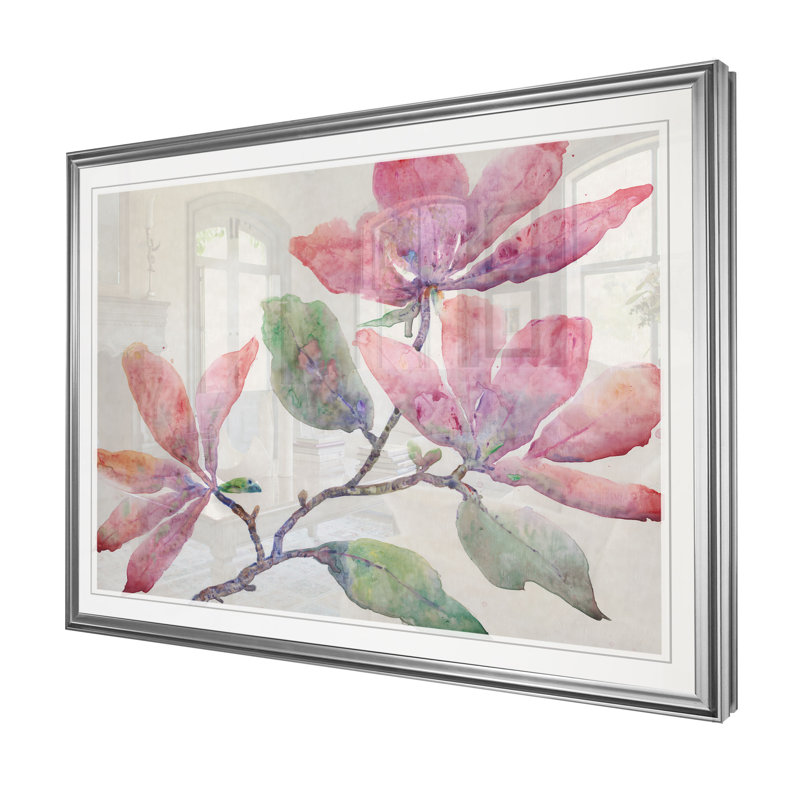 «Flowering Branch I», reproduction, H 22 po x l 30 po x P 1,5 po, Cadre argenté