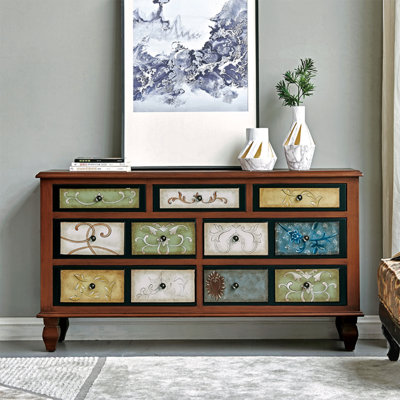 Armoire de rangement moderne à 7 tiroirs en bois massif
