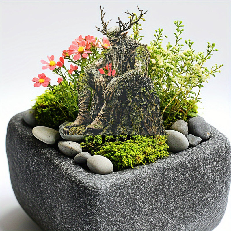 Plantes en pot en acrylique et carreaux de sol décoratifs pour cour