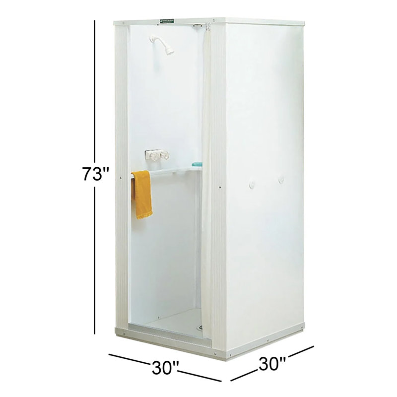 Cabine de douche carrée coulissante 30 po x 73 po avec base incluse Durastall