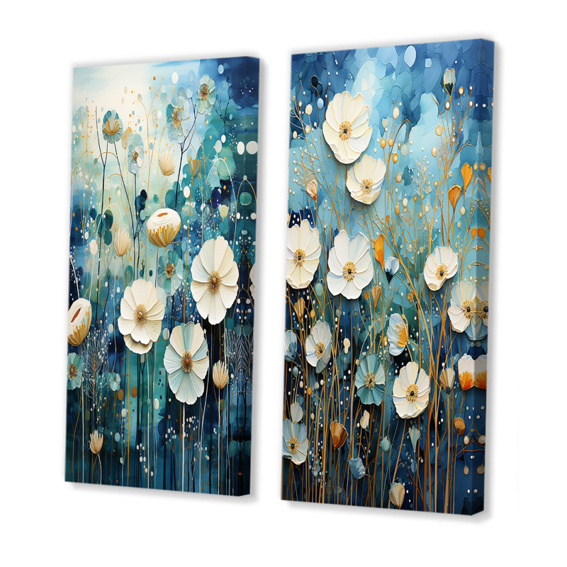 «Blue Tranquil Gardens», 2 pièces sur toile, Toile tendue, H 20 po x l 24 po
