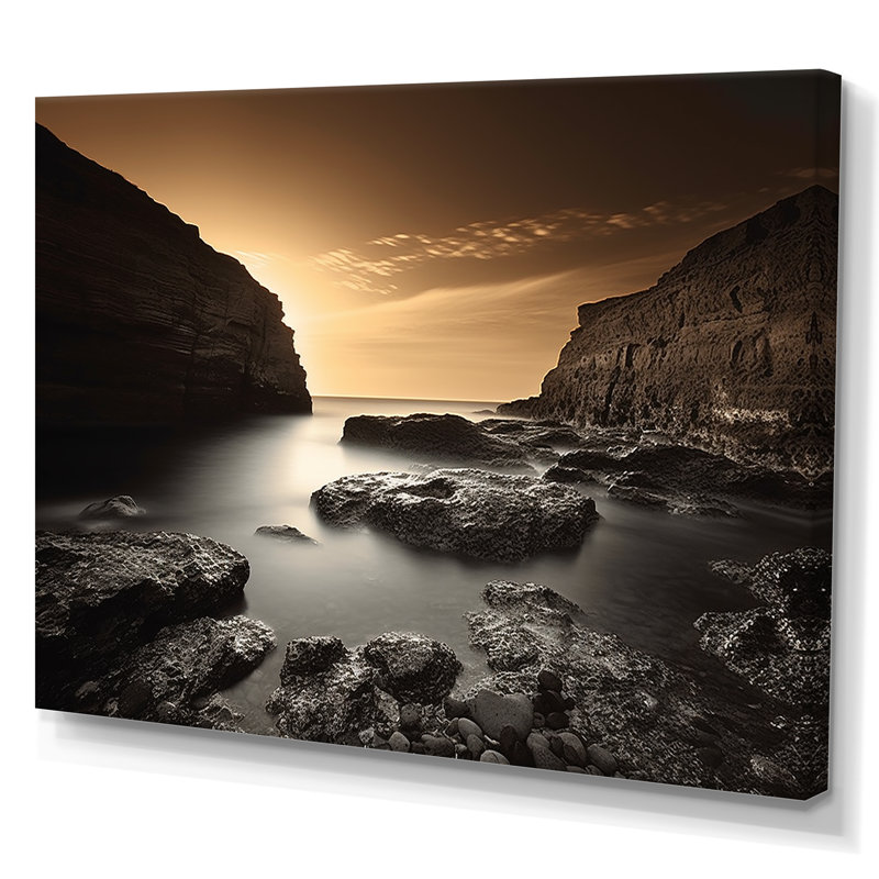 Poche - salon d'art mural plage et océan, H 12 po x l 20 po x P 1 po, Toile tendue