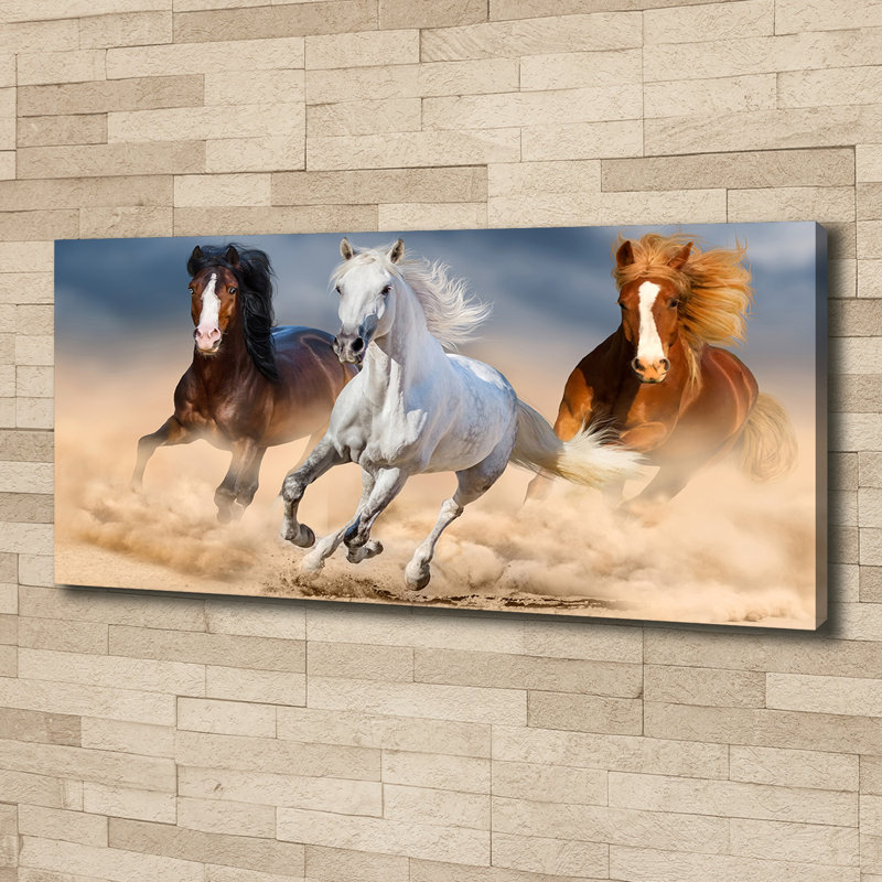 Horses in the Desert 1 Piece Wall Art on Canvas