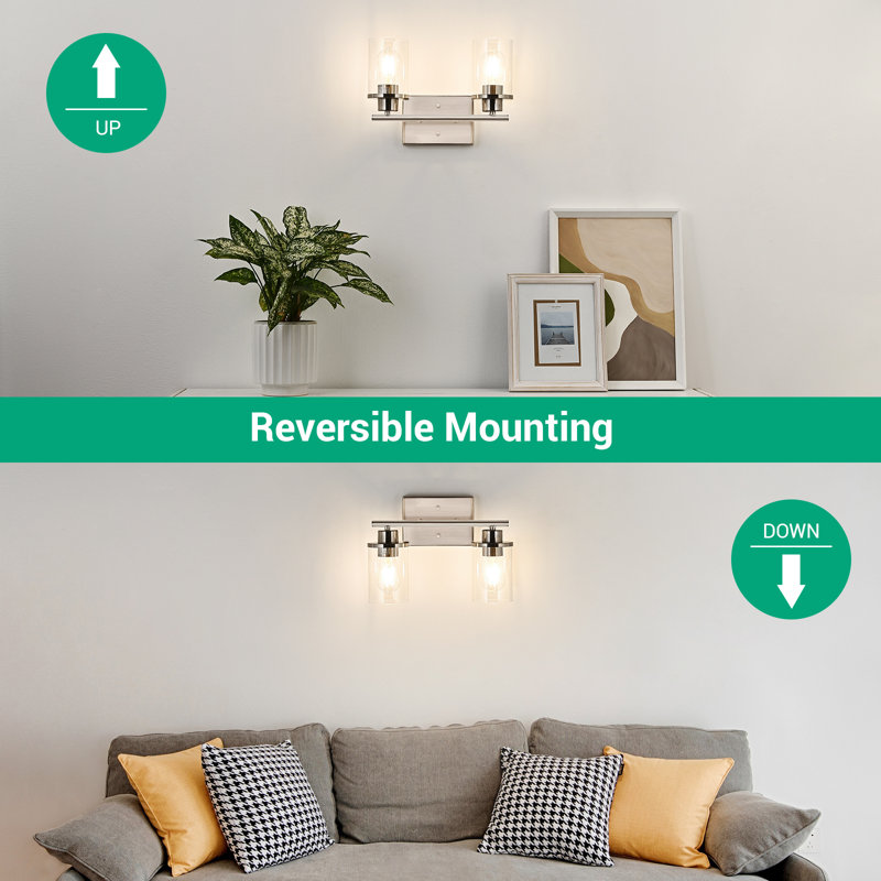 2 - Light Dimmable Vanity Light, Brushed Nickel