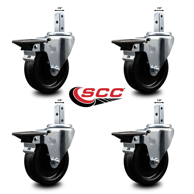 Phenolic Wheel Swivel Square Stem Caster Set with Brake SCC