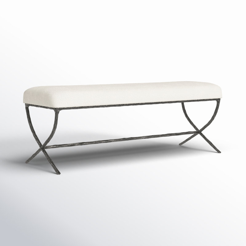 Banc rembourré Evelynn, Noir, Ivoire