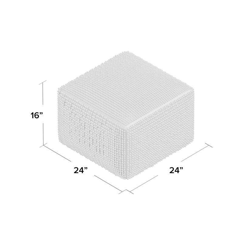 Dakota New Zealand Wool Square Pouf, Natural/Mint Wool