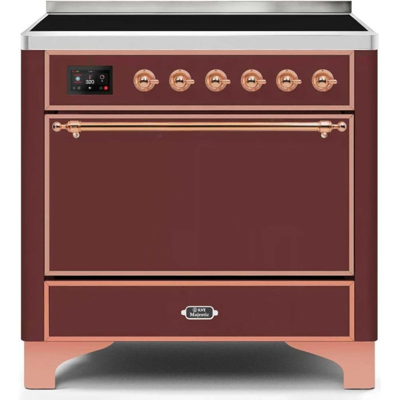 Majestic Ii 36 Inch Freestanding Induction Range, Burgundy/Copper