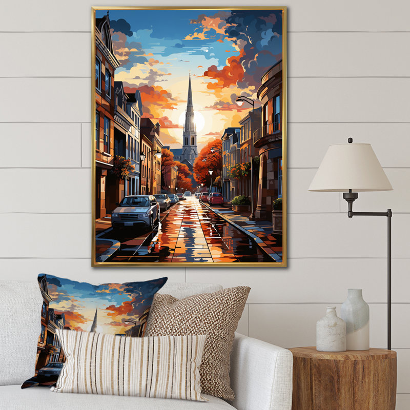 Latoyla City Charleston Popart IV sur toile, H 40 po x l 30 po x P 1,5 po, Cadre flottant doré