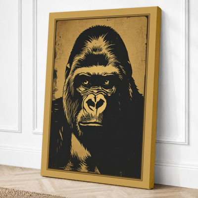 Gorilla Stare Rustic 1 Piece Wrapped Canvas Wall Art
