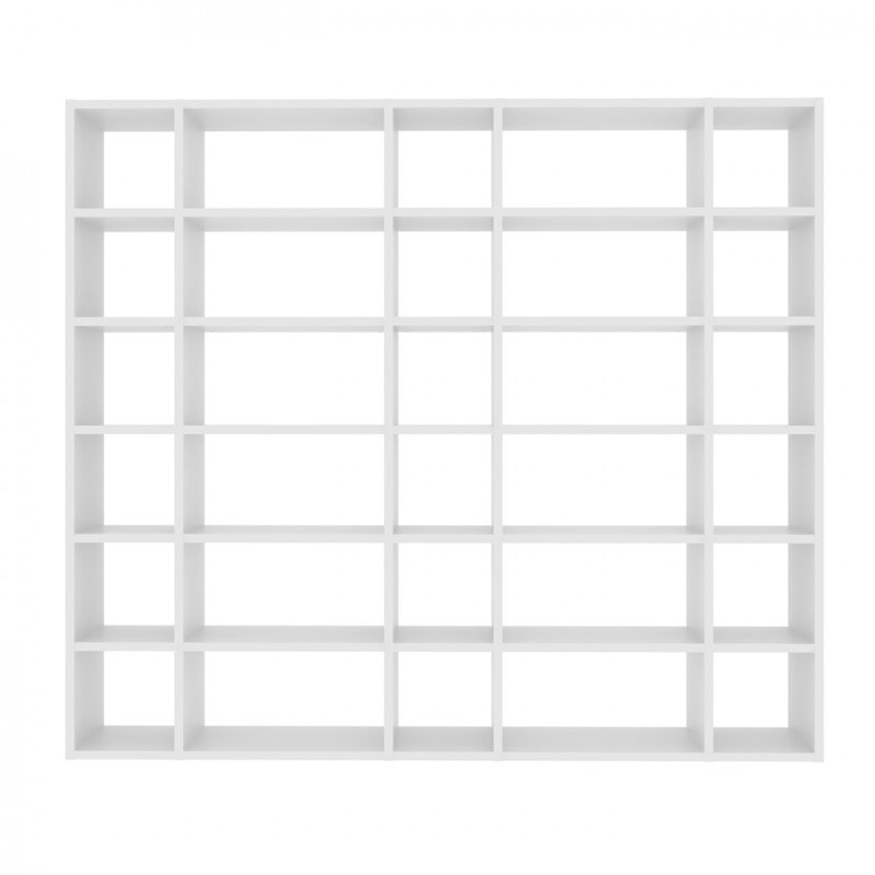 Crowl 224cm H x 255cm W Geometric Bookcase, White