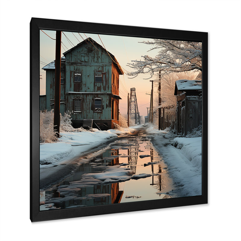Warehouse Winter Scenery I - Warehouse Wall Art Living Room, H 24 po x l 24 po x P 1 po, Cadre simple noir