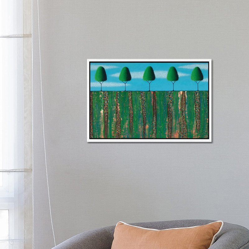 Trees Of Spring by Lisa Frances Judd - Painting on Canvas, 45.72cm H x 66.04cm W x 3.81cm D, White Floater Framed