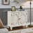 Retro Wooden Sideboard Buffet Cabinet With Spacious Storage, Symmetrical Geometric Accent, For Living And Dining Rooms-1881209194