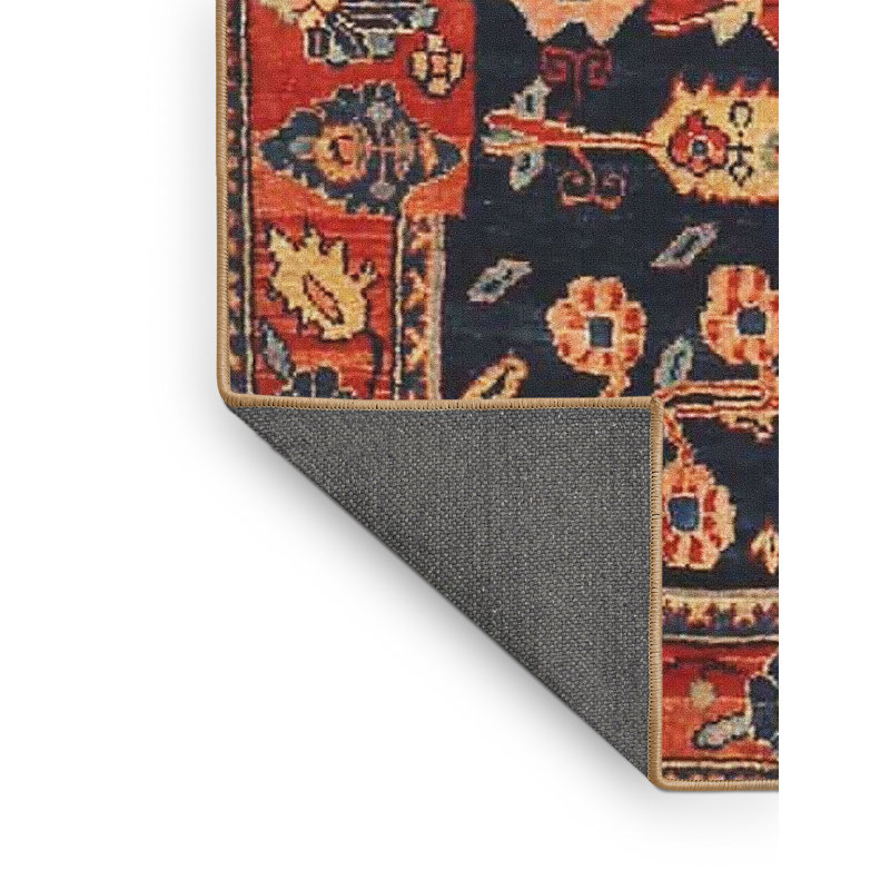 Tapis traditionnel rouge / noir, Rectangle 7 pi x 9 pi
