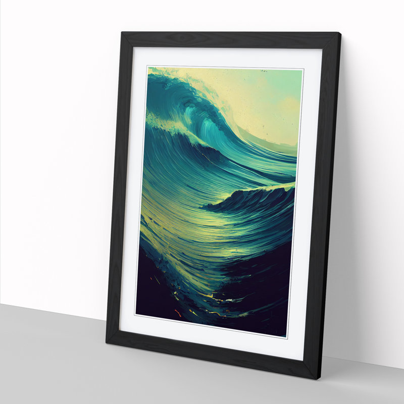Wave Vol.5 - Single Picture Frame Painting, 64cm H x 46cm W x 2cm D, Walnut