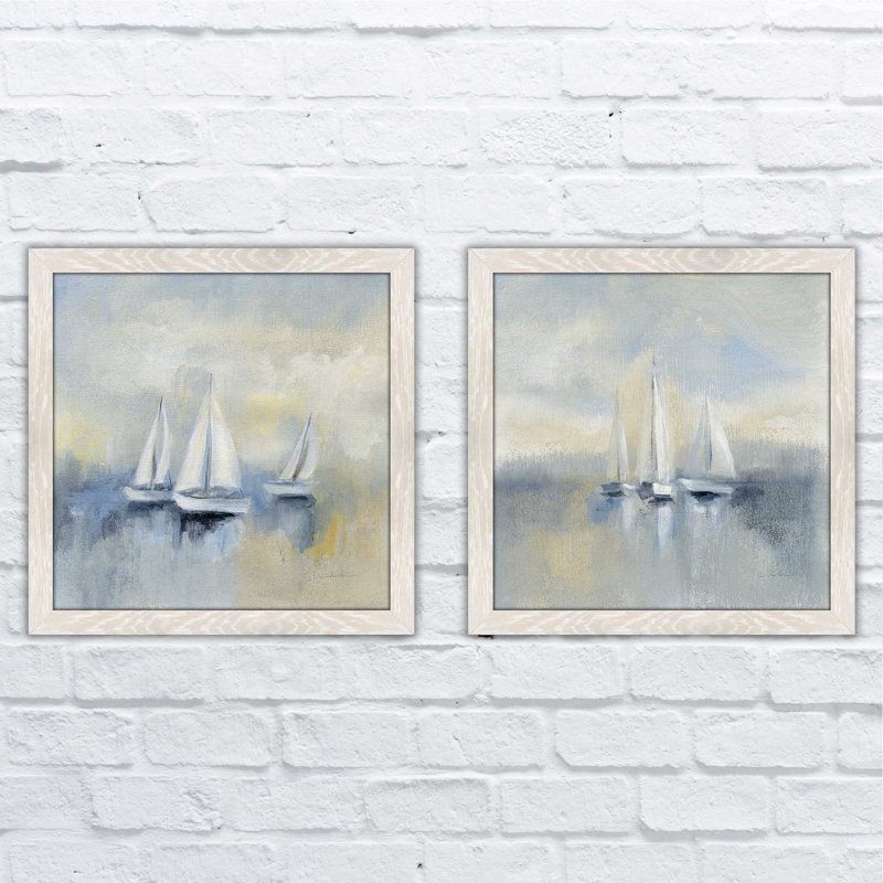 Morning Sail II - ensemble de 2 reproductions d'art sur papier encadré, H 16,5 po x l 33 po x P 1 po, Pas de tapis