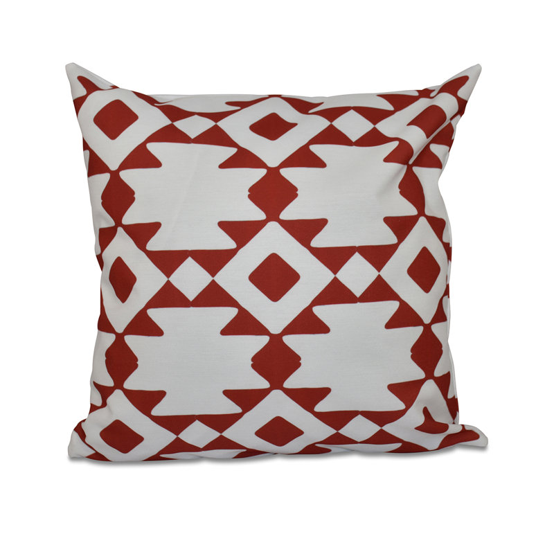 Geometric Down Reversible Throw Pillow, 18" H x 18" W, Red