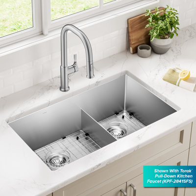 KRAUS Standart PRO™ Undermount 60/40 Double Bowl 16 Gauge Stainless Steel Kitchen Sink