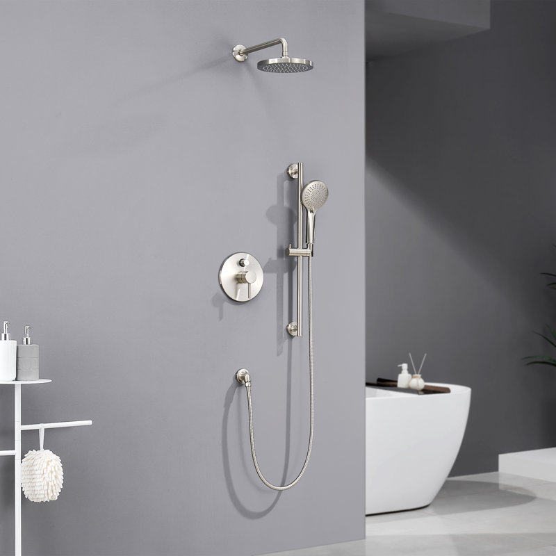 Single-Handle 3-Spray 24 in. Wall Bar Shower Faucet Kit with Hand Shower, Brushed Nickel