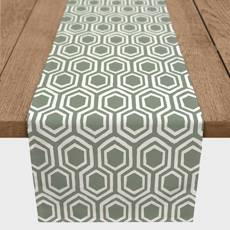 Chemin de table Hexagons, 90 po x 16 po, Vert