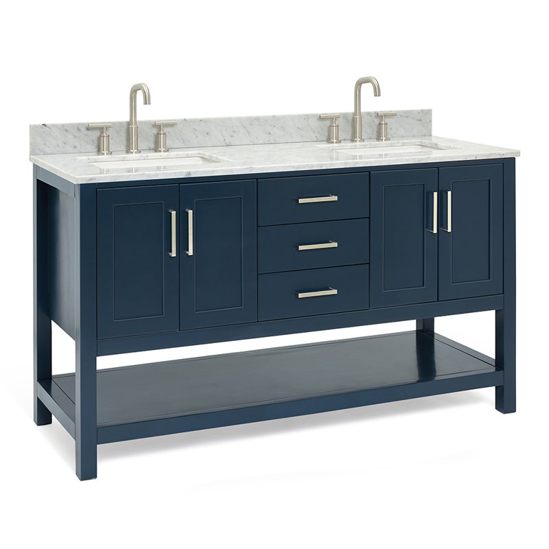 Magnolia Bath Vanity Rectangular Basin S073DCW2R, Oval, Midnight Blue, 61"