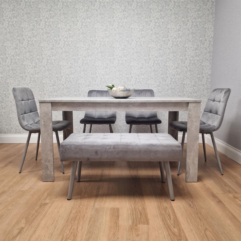 Savarna 6 - Person Dining Set, 75cm H x 140cm L x 80cm W, Stone Grey