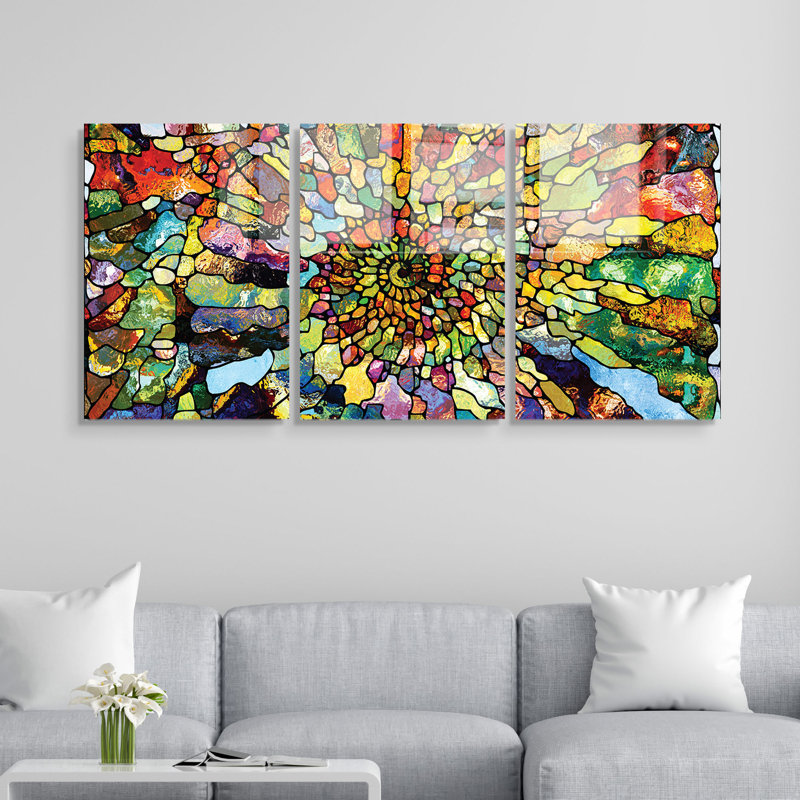3 Piece No Frame Print on Glass, 50cm H x 70cm W x 0.4cm D