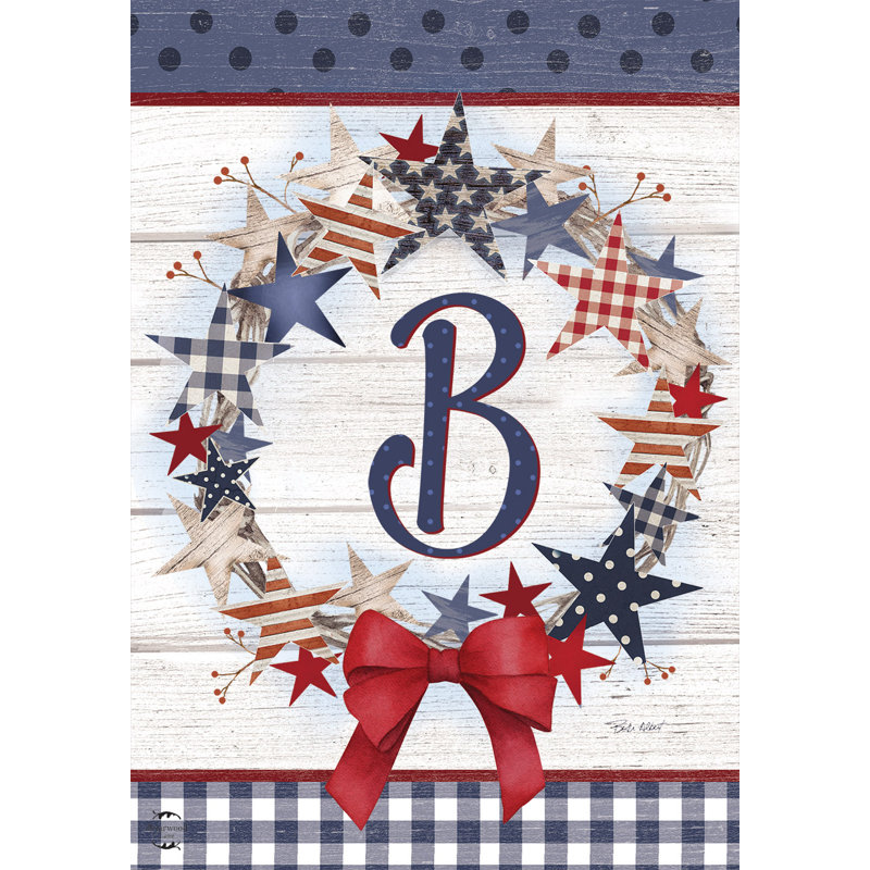 Drapeau de jardin American Wreath Monogram B