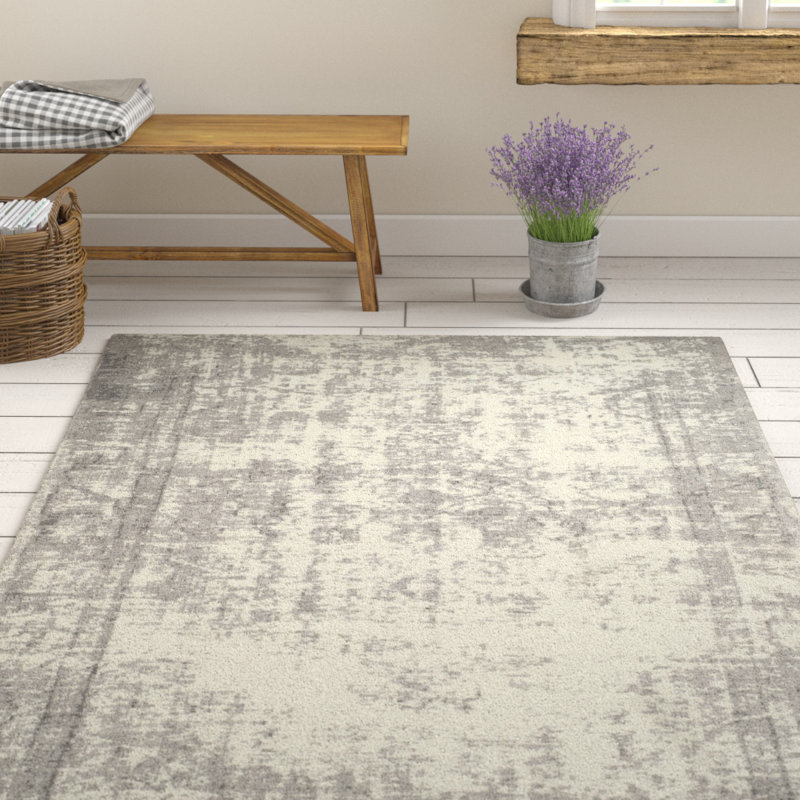 Fallsburg Oriental Grey Area Rug, Rectangle 6' x 9'