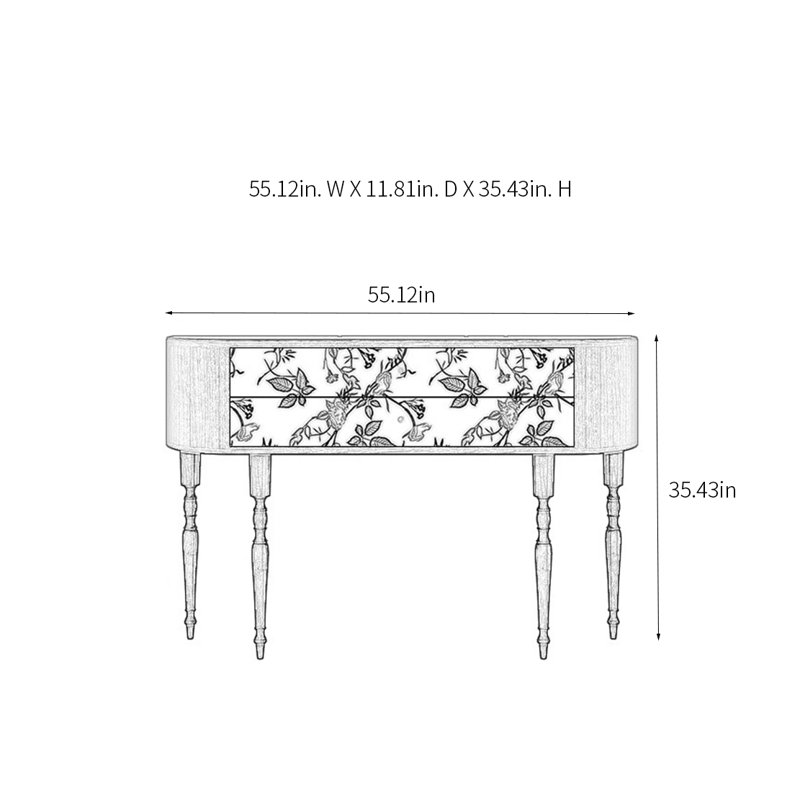Console rétro élégante avec 2 tiroirs, H 35,43 po x l 55,12 po x P 11,81 po