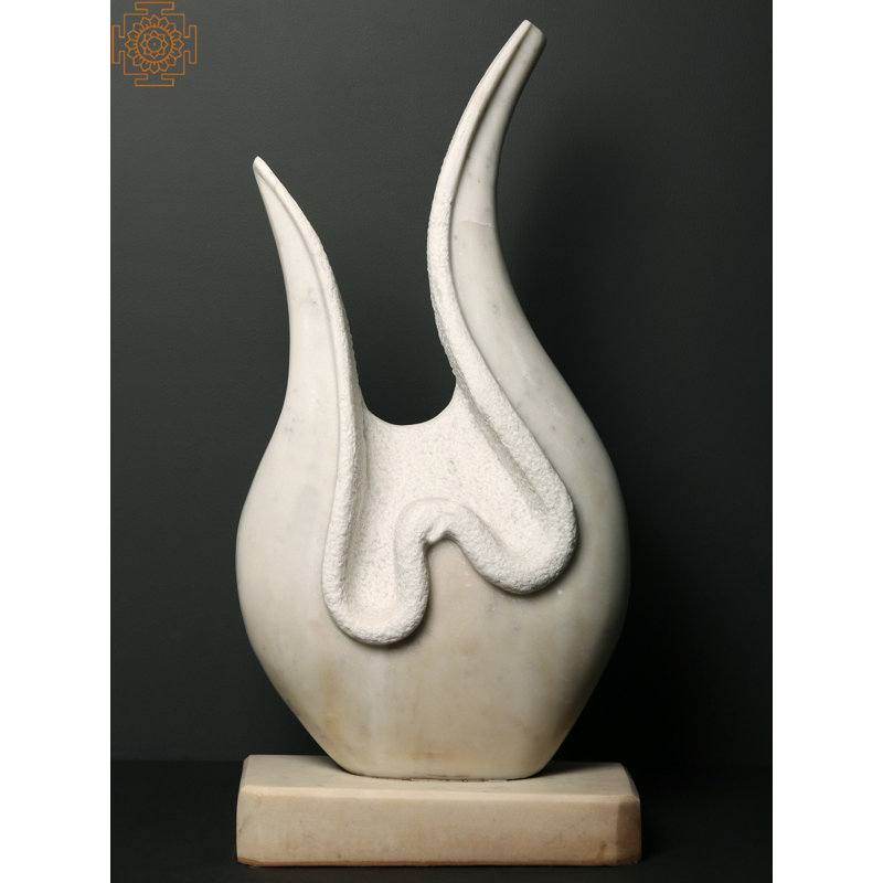 Sculpture abstraite en marbre blanc - "Awakening" Art moderne fabriqué à la main, pièce de décoration contemporaine pour le salon et la galerie