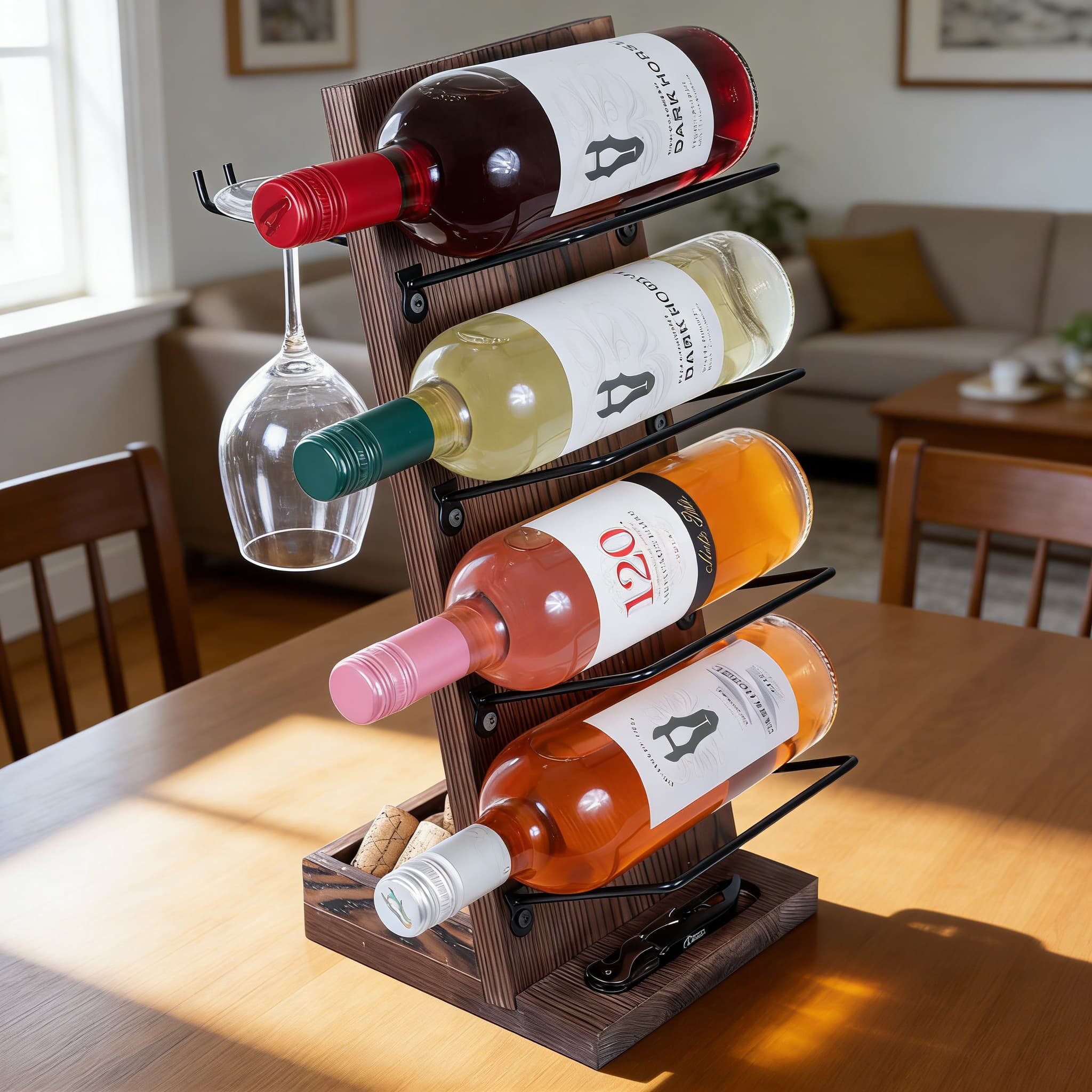 Trent Austin Design® Solid Wood Tabletop Wine Rack With Stemware Holder ...