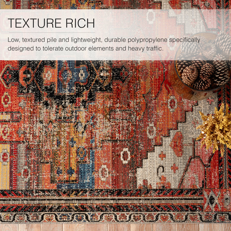 Azriel Orange Synthetic Medallion 2' x 3' Area Rug