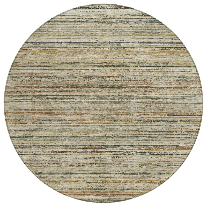 Machine Washable Indoor/Outdoor Claudian ACN1239 Beige Rug, Round 8'