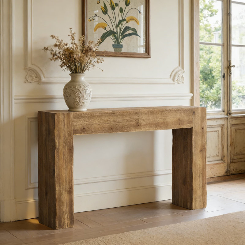Console en bois massif pour canapé derrière le canapé, table d'entrée de maison de campagne avec assemblage facile pour le salon, le couloir ou le vestibule