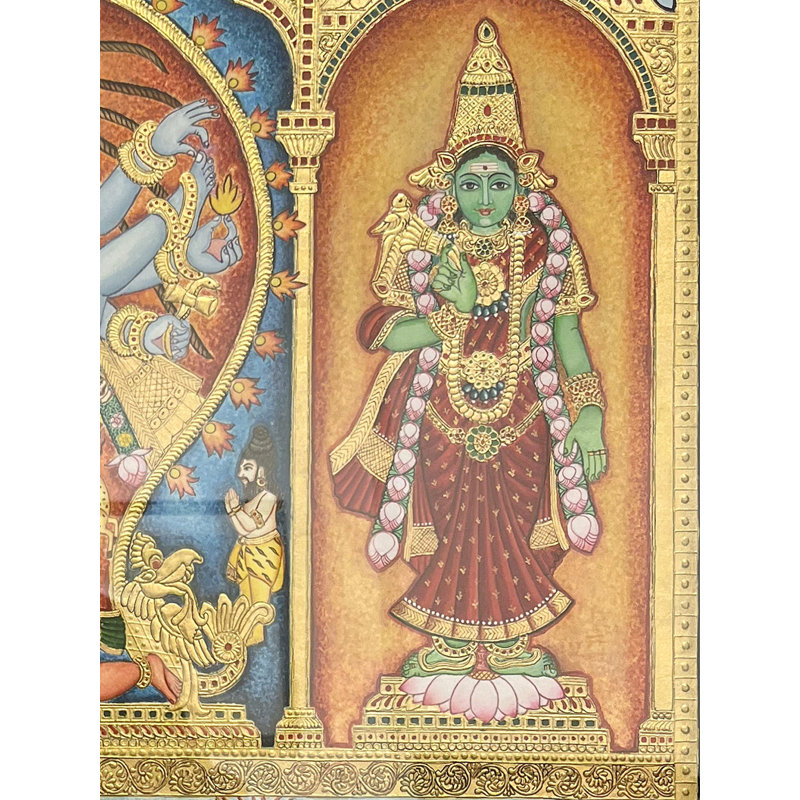 Nataraja avec Shivakamini | Miniature en relief | Peinture de MySore | Avec cadre
