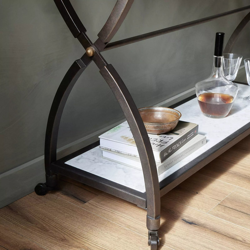Six Beers 43'' W Console Table, White, Brown