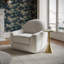 Chaise pivotante en velours crème Tiago-116703765