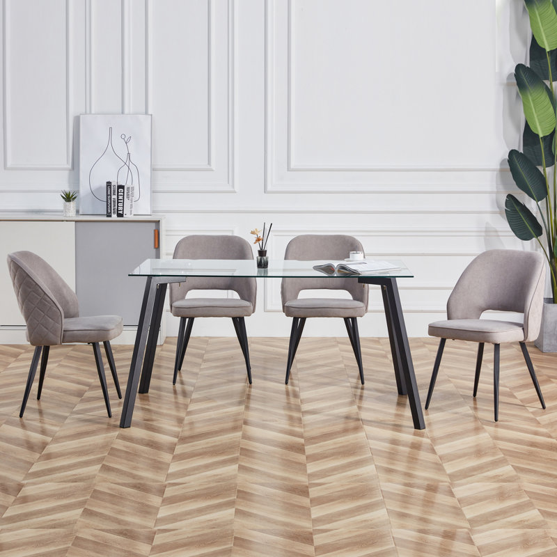 Modern Minimalist Dining Table for Restaurants and Living Rooms, with tempered glass tabletop and  metal legs,dinning table,dining room table