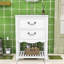 Meuble-lavabo sur pied élégant avec lavabo en céramique, tiroirs en U et tablette de rangement ouverte-1420523805