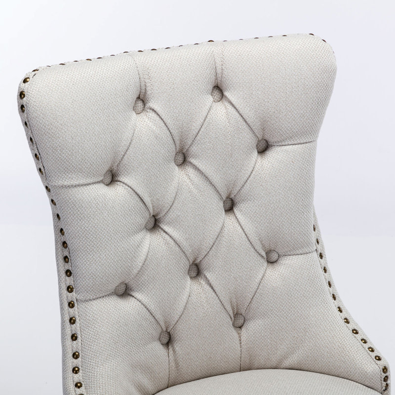 Juliusz Tufted Upholstered Side Chair, Wood, White