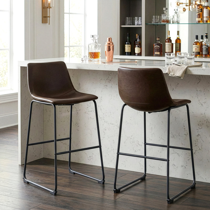 Tabouret de bar et de comptoir Julienn, Marron, Tabouret (hauteur de l'assise : 28,5 po)