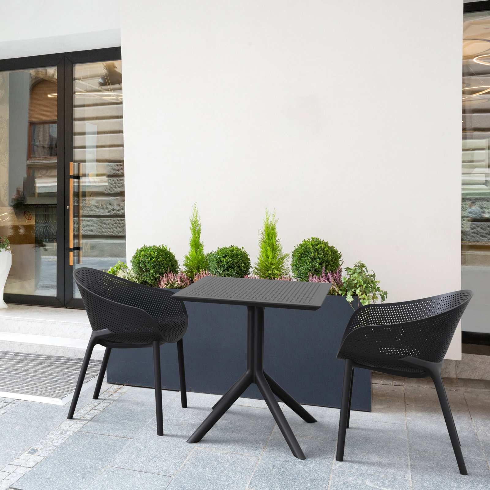 Farrah Stackable Patio Armchair, Black