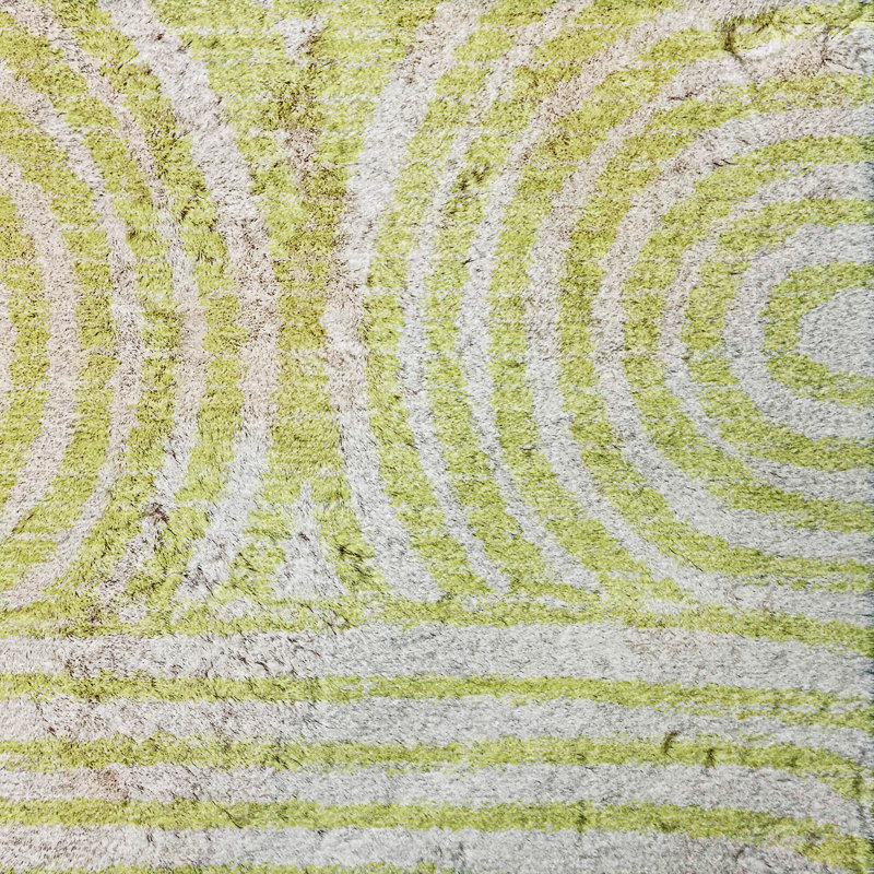 Premium Machine Washable Dream Shag ADS540 Art Deco Rug, Green, 8' Round